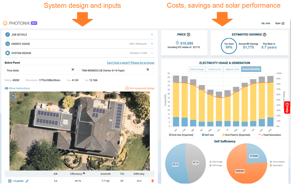 Solar panel layout designer with drag-and-drop interface